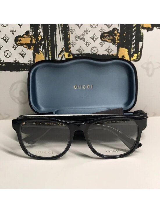 Luxury New Authentic Gucci GG1344O 005 Black Square Eyeglasses main image 2
